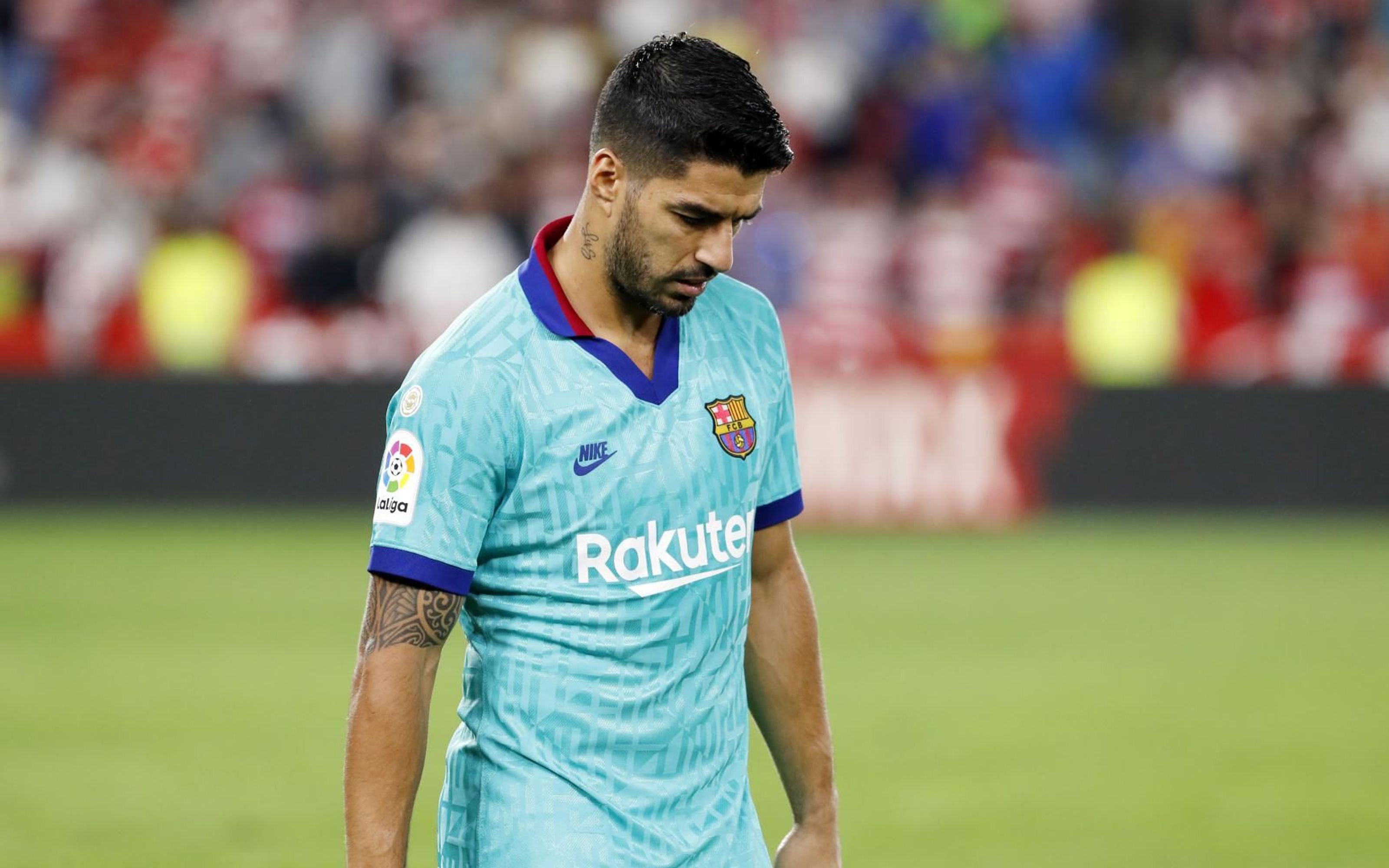 Suárez abatido en el partido frente al Granada CF