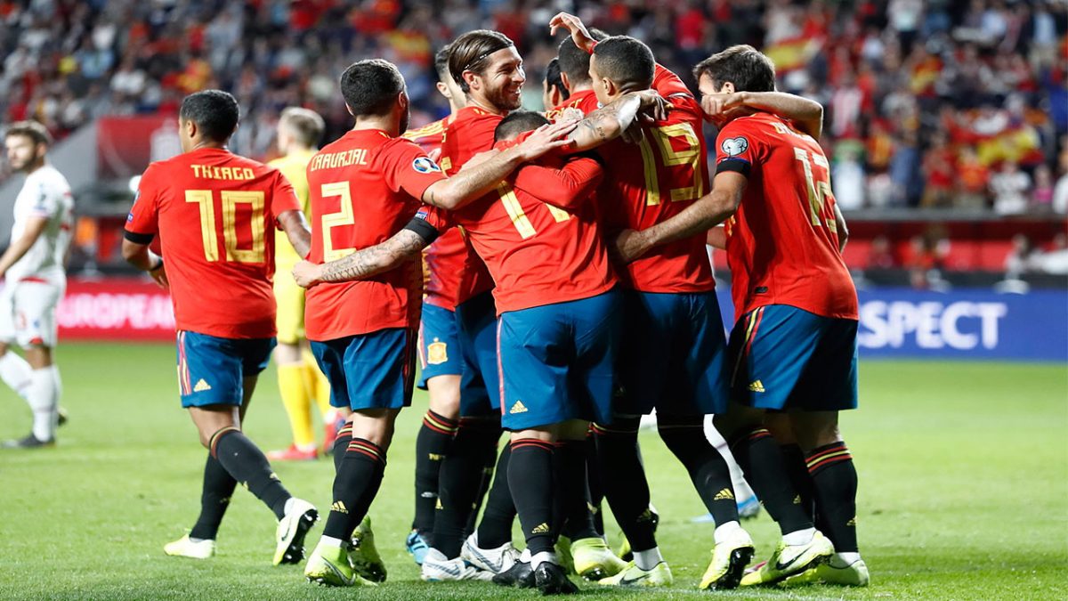 Celebración de un gol de España.