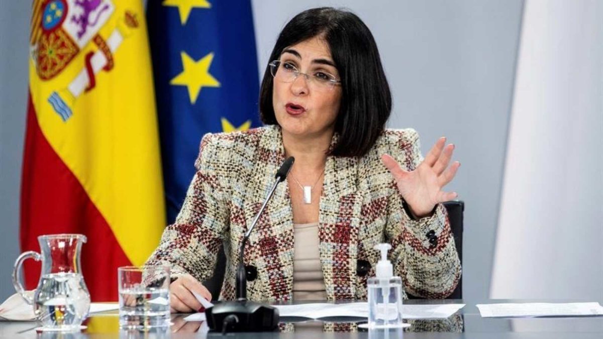 Carolina Darias. Ministra de Sanidad en rueda de prensa.