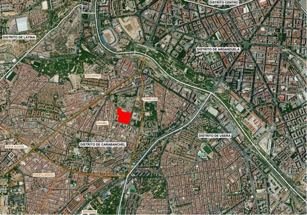 Imagen Mapa del barrio de Opañel en el distrito de Carabanchel Fuente: Ayto. Madrid