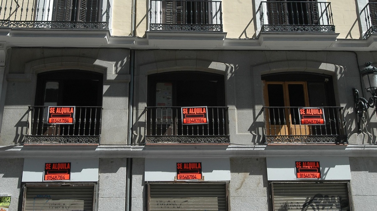 Viviendas con carteles de "Se alquila" en Madrid Fuente: Gacetín Madrid